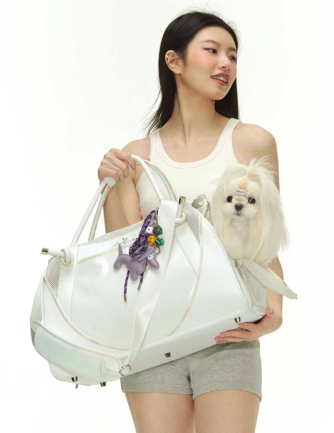 PawsCube Luxury Vegan Leather Pet Carrier – Removable Orthopedic Pad, Adjustable Straps & PVC Support
